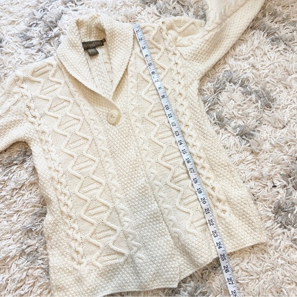 Inis Crafts |  100% Merino Wool Chunky Knit Cardigan Irish Sweater Medium - Picture 7 of 7